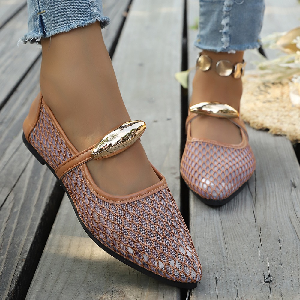 Women Mesh Mary Jane Flats Poi - đánh giá và giá Mesh Strap Metal